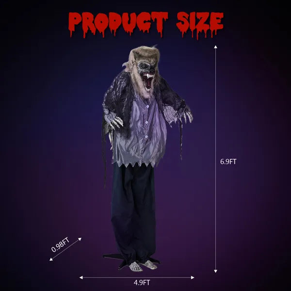 6.9ft Animatronic Werewolf Outdoor Halloween Decoration | LYMIU