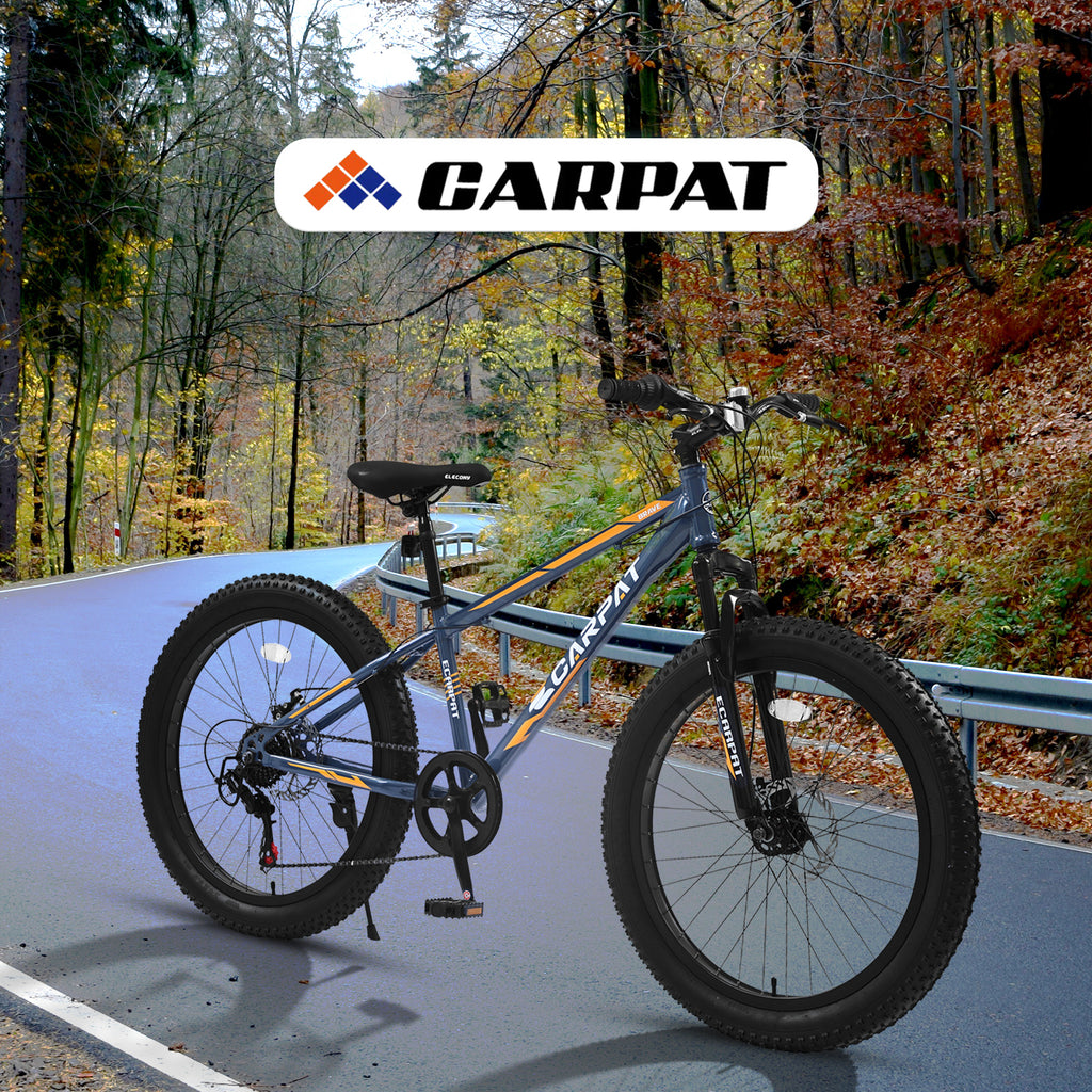 Elecony 24-Inch 7-Speed Fat Tire Mountain Bike, Dual Disc Brake-lymiu