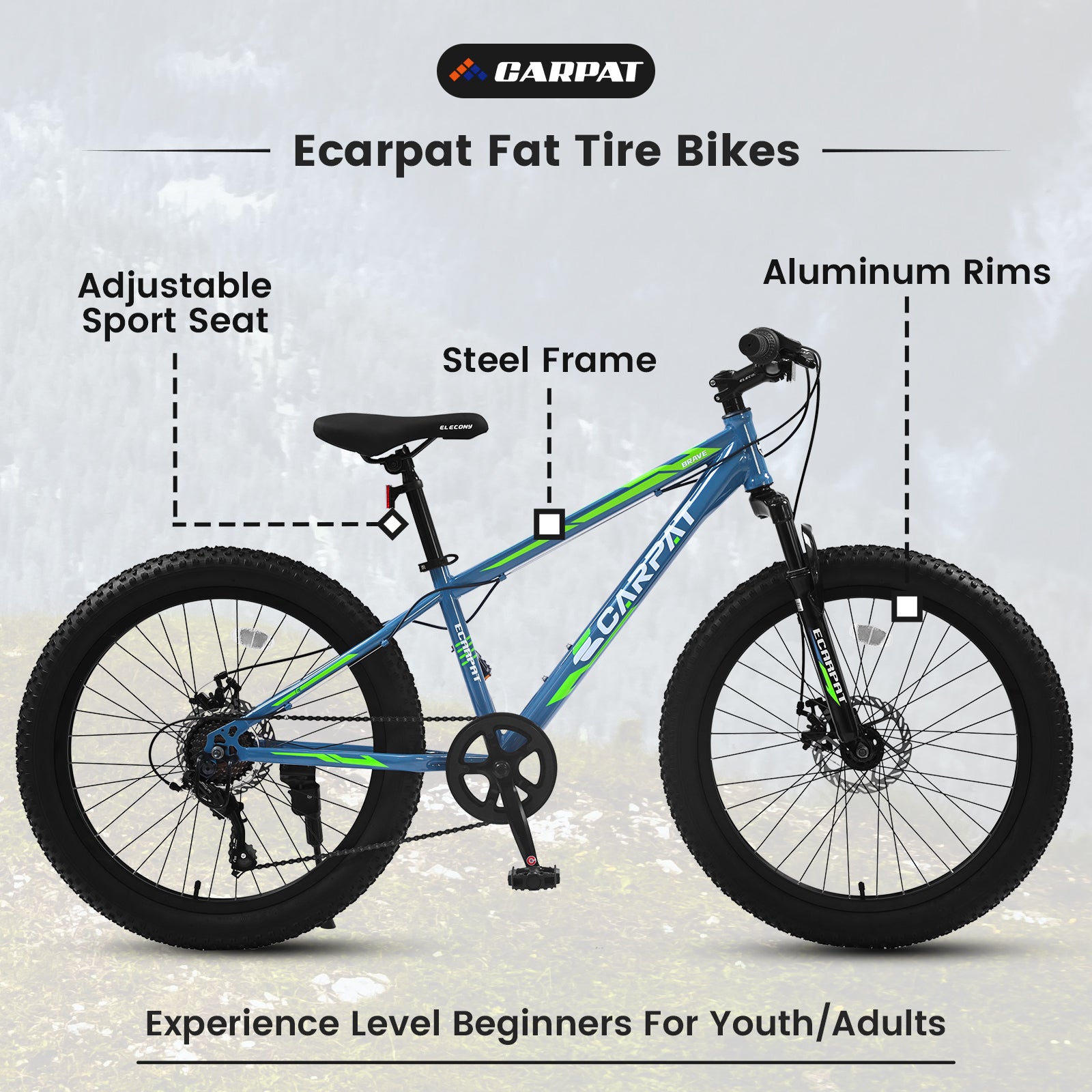 Elecony 24-Inch 7-Speed Fat Tire Mountain Bike, Dual Disc Brake-lymiu