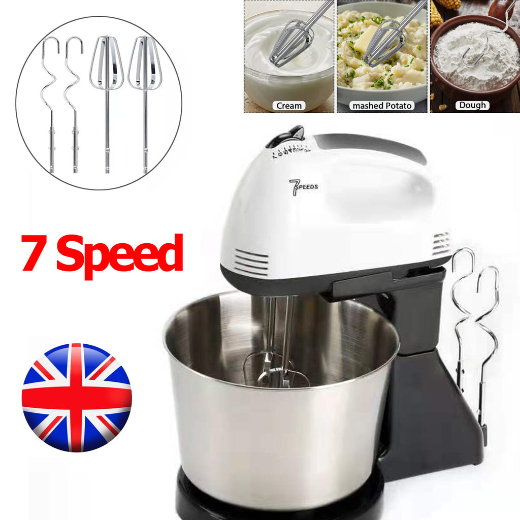 7-Speed Electric Stand Mixer & Food Blender - Compact Kitchen Dough & Cake Beater