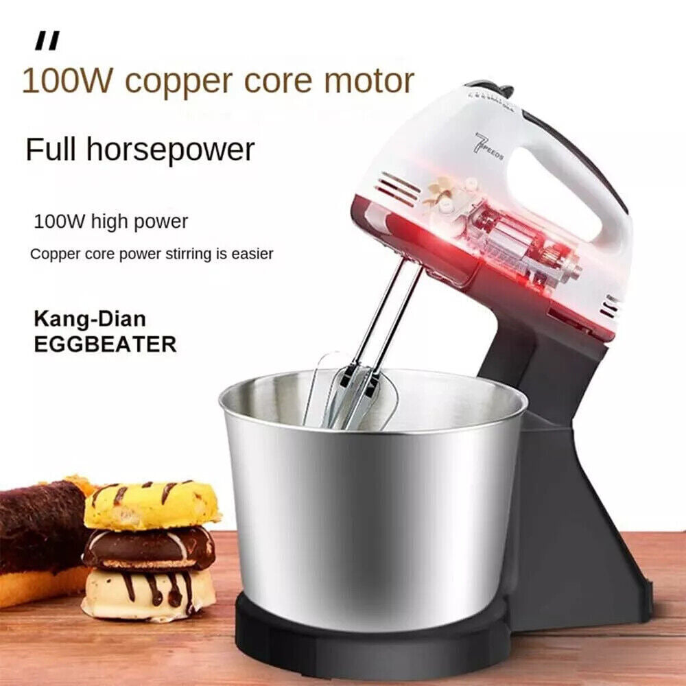 7-Speed Electric Stand Mixer & Food Blender - Compact Kitchen Dough & Cake Beater