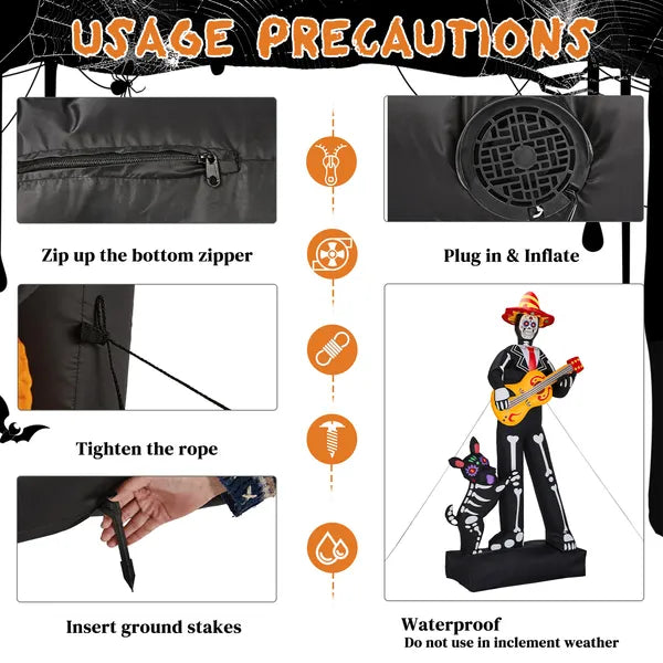 7.3ft Ghostly Musician With Dog Halloween Inflatable | LYMIU