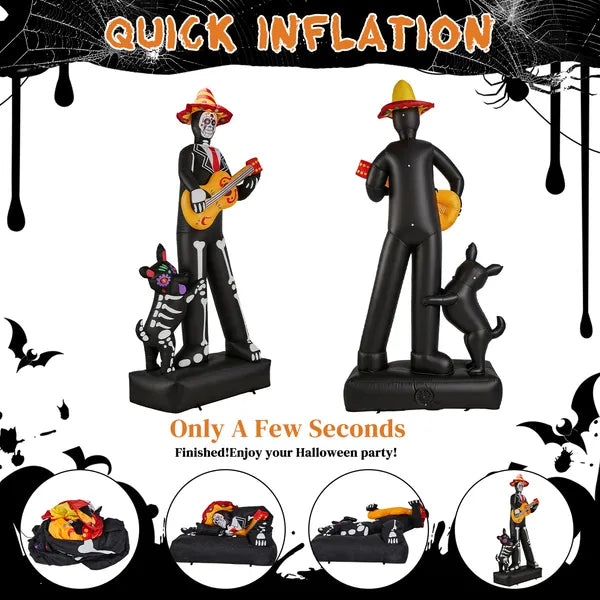 7.3ft Ghostly Musician With Dog Halloween Inflatable | LYMIU