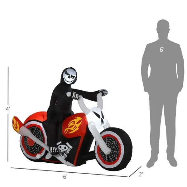 71-Inch Inflatable Ghost Biker Halloween Decoration with LED Lights