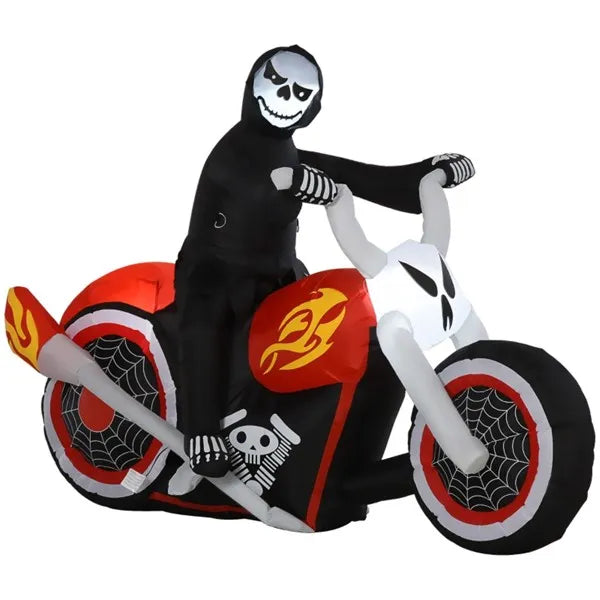 71-Inch Inflatable Ghost Biker Halloween Decoration with LED Lights