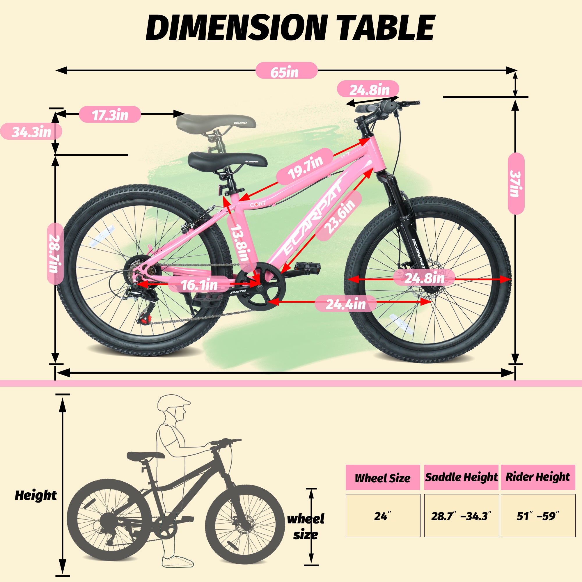 24-Inch 7-Speed Youth Mountain Bike, Front Suspension-lymiu