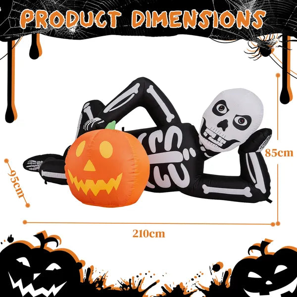 7ft Inflatable Lying Skeleton Halloween Decoration | LYMIU