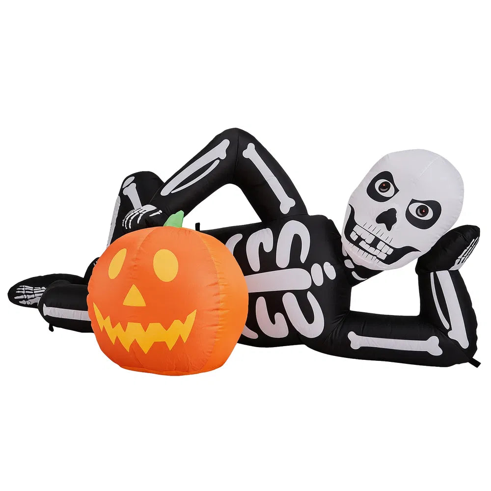 7ft Inflatable Lying Skeleton Halloween Decoration | LYMIU