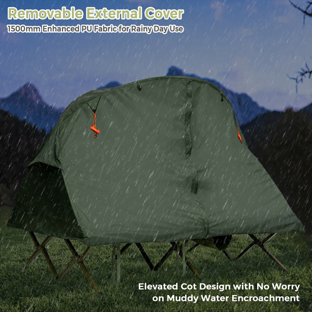 2-Person Outdoor Camping Tent with External Cover & Self-Inflating Air Mattress | Lymiu