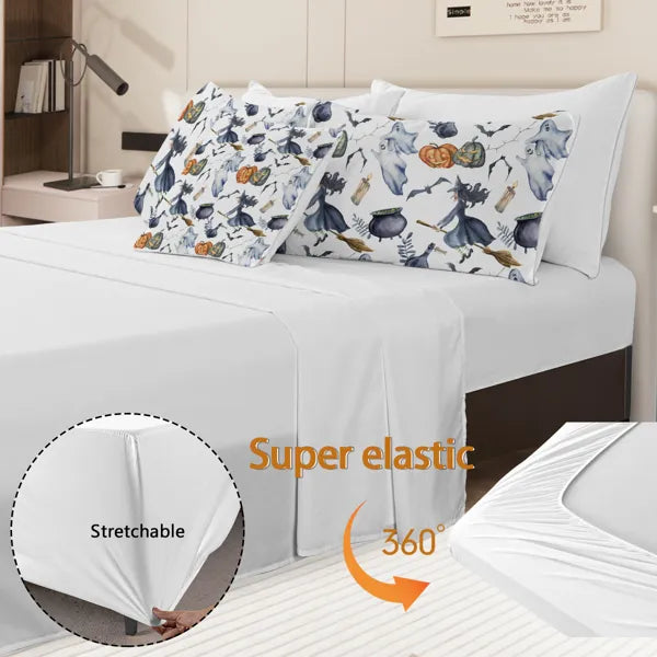 8 Pieces Halloween Witch Pattern Comforter Set Queen Size - LYMIU