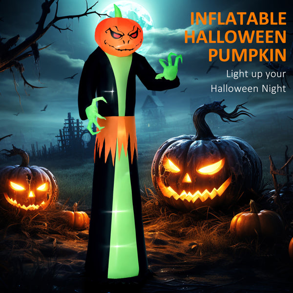 9-Foot Inflatable Pumpkin Ghost Halloween Decoration with LED Lights & Blower - LYMIU