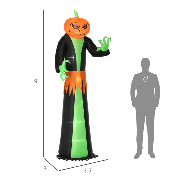 9-Foot Inflatable Pumpkin Ghost Halloween Decoration with LED Lights & Blower - LYMIU