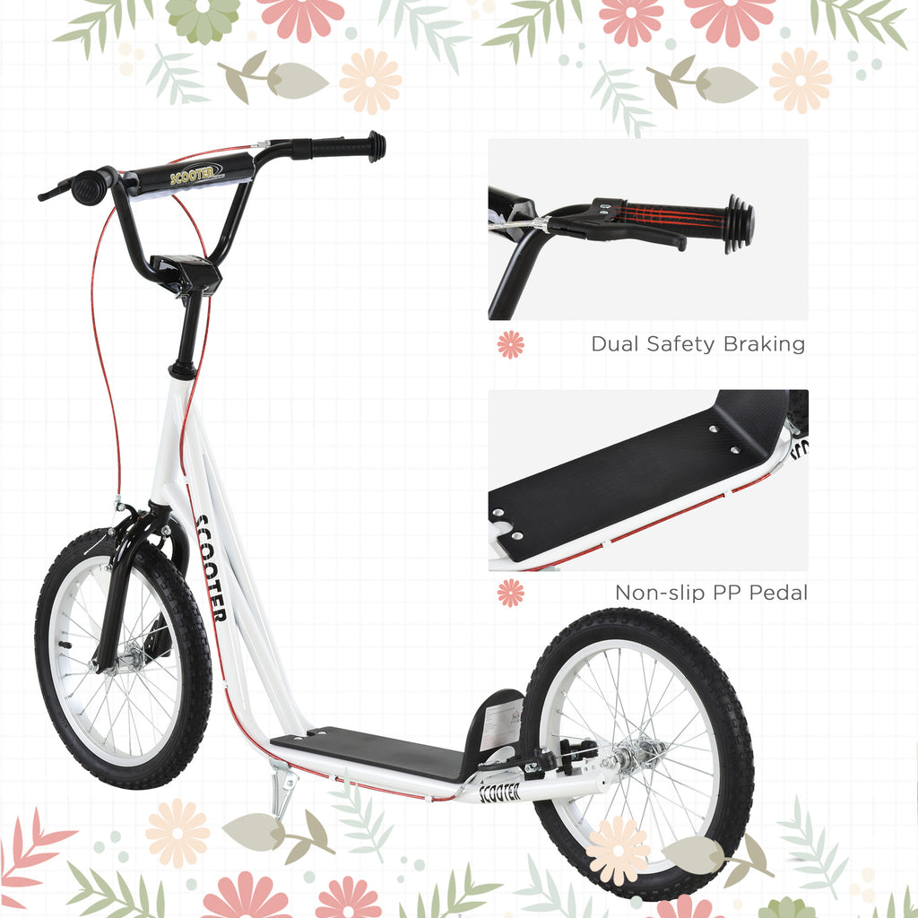 Adjustable Kids Kick Scooter – White, Inflatable Wheels & Dual Rear Brakes-lymiu
