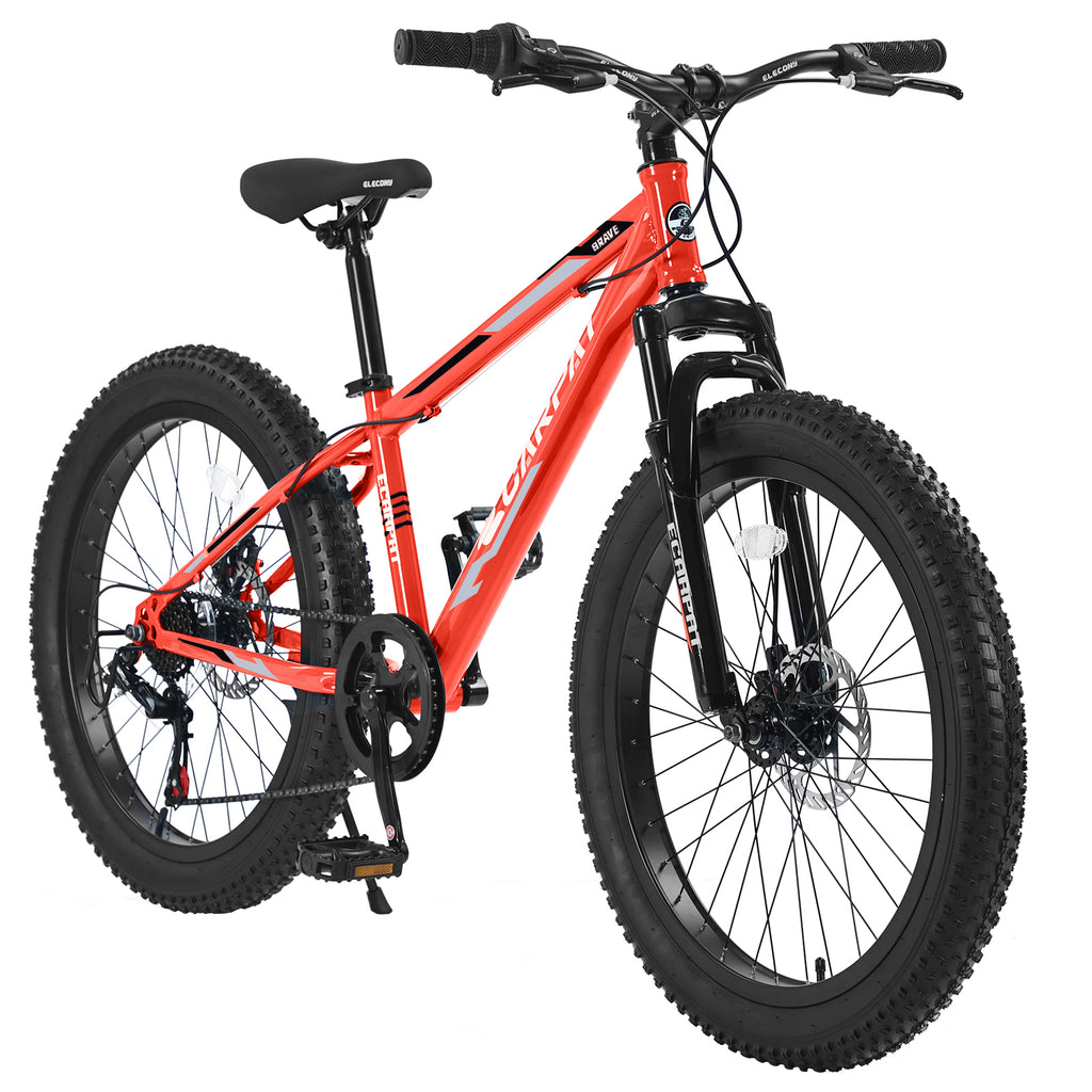 Elecony 24-Inch 7-Speed Fat Tire Mountain Bike, Dual Disc Brake-lymiu