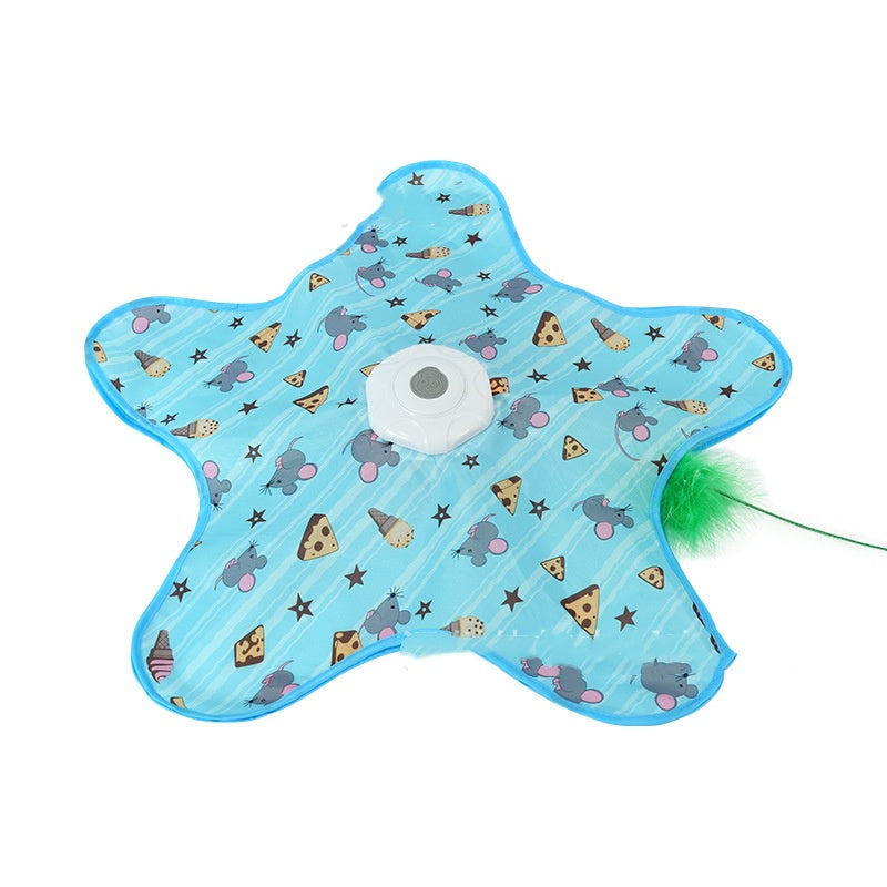 Interactive Hide and Seek Cat Toy with Squeaky Mouse & Moving Concealed Feathers-lymiu