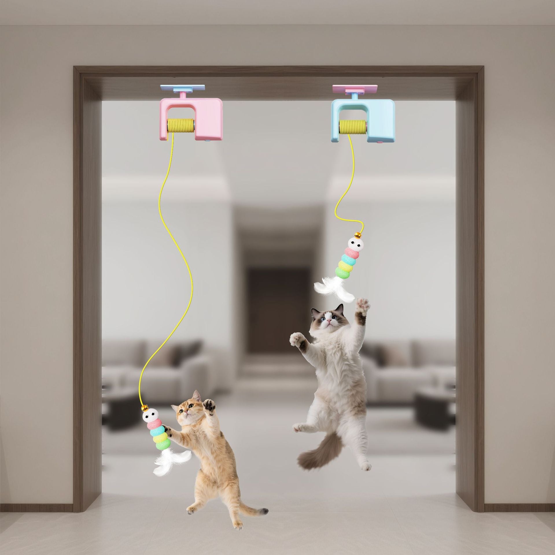 Automatic Hanging Cat Toy - Interactive Caterpillar & Flying Bird Self-Playing Toy