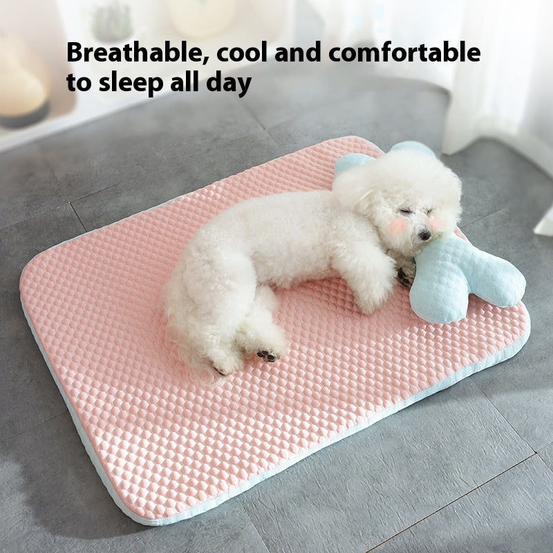 Breathable Cooling Pet Sleeping Mat - Soft Non-Slip Summer Dog Bed & Cat Kennel
