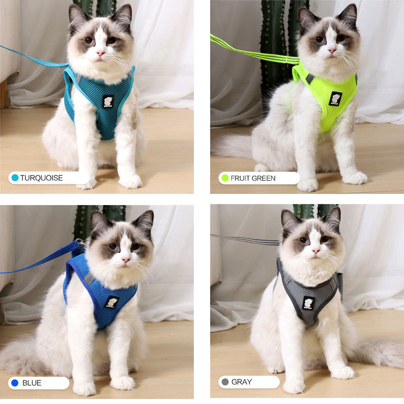 Breathable Sandwich Mesh Cat Harness and Leash Set | LYMIU