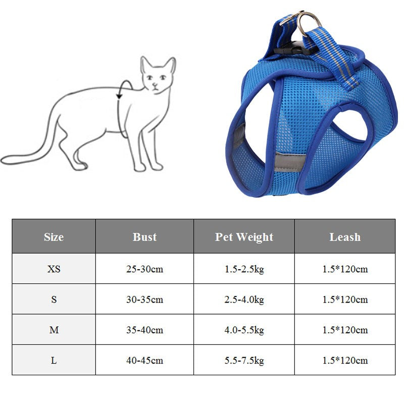 Breathable Sandwich Mesh Cat Harness and Leash Set | LYMIU