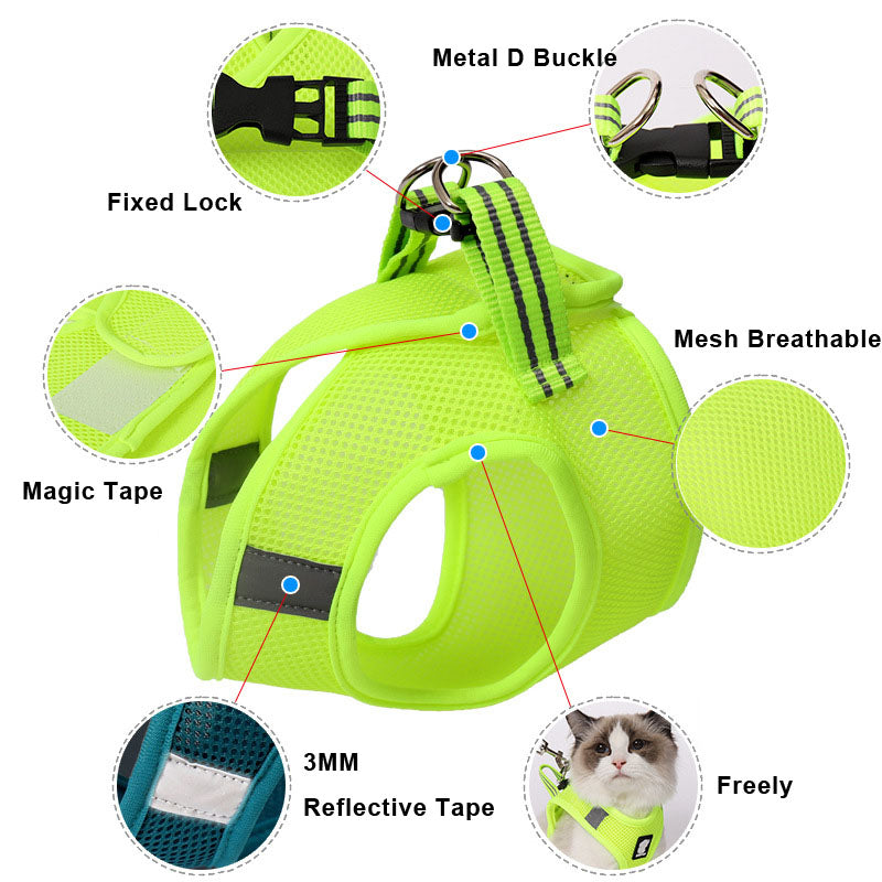 Breathable Sandwich Mesh Cat Harness and Leash Set | LYMIU