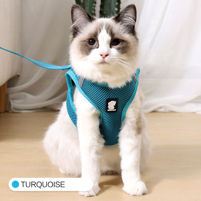 Breathable Sandwich Mesh Cat Harness and Leash Set | LYMIU