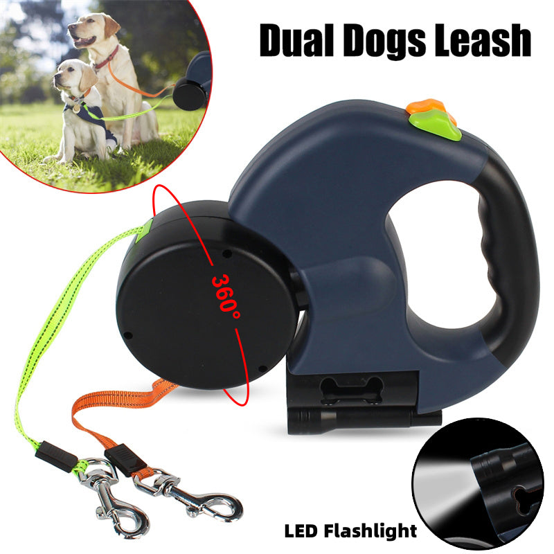 Dual Retractable Dog Leash for Two Dogs with LED Light | LYMIU