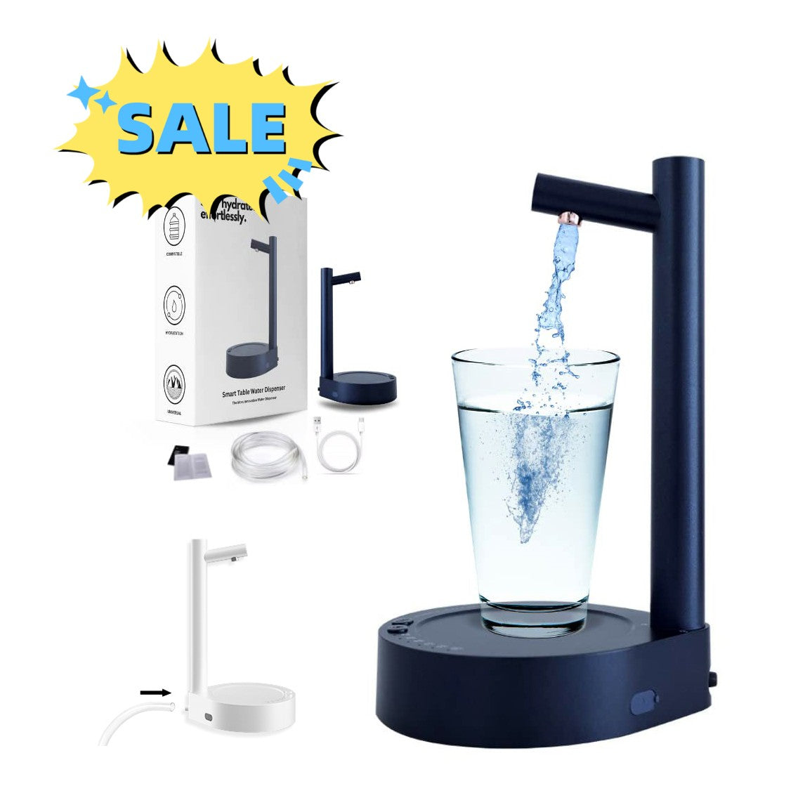 Electric Desktop Water Gallon Dispenser & Rechargeable Automatic Bottle Pump | Lymiu