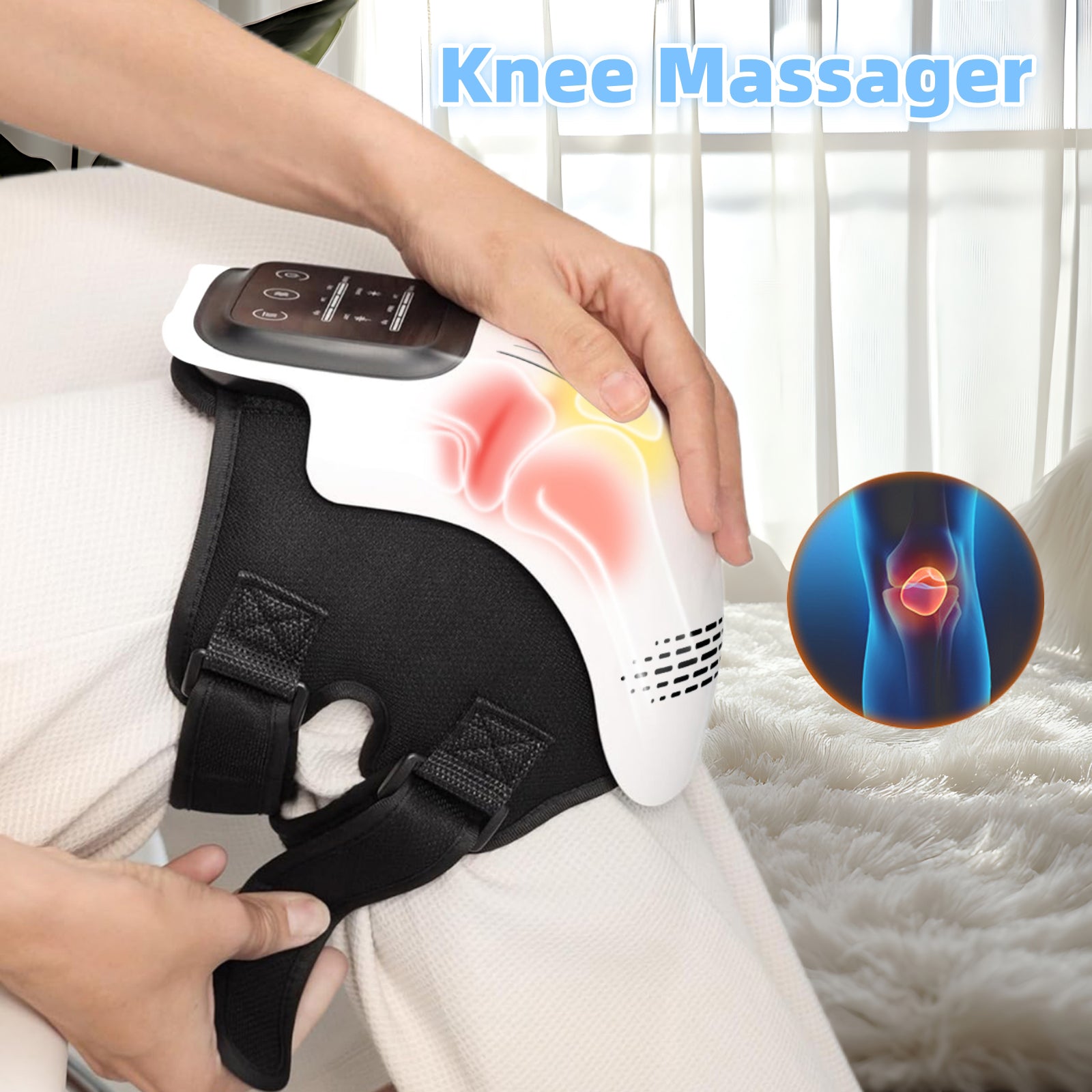Electric Heated Knee Massager with Infrared Laser & Vibration | Pain Relief Cordless Knee Care | Lymiu