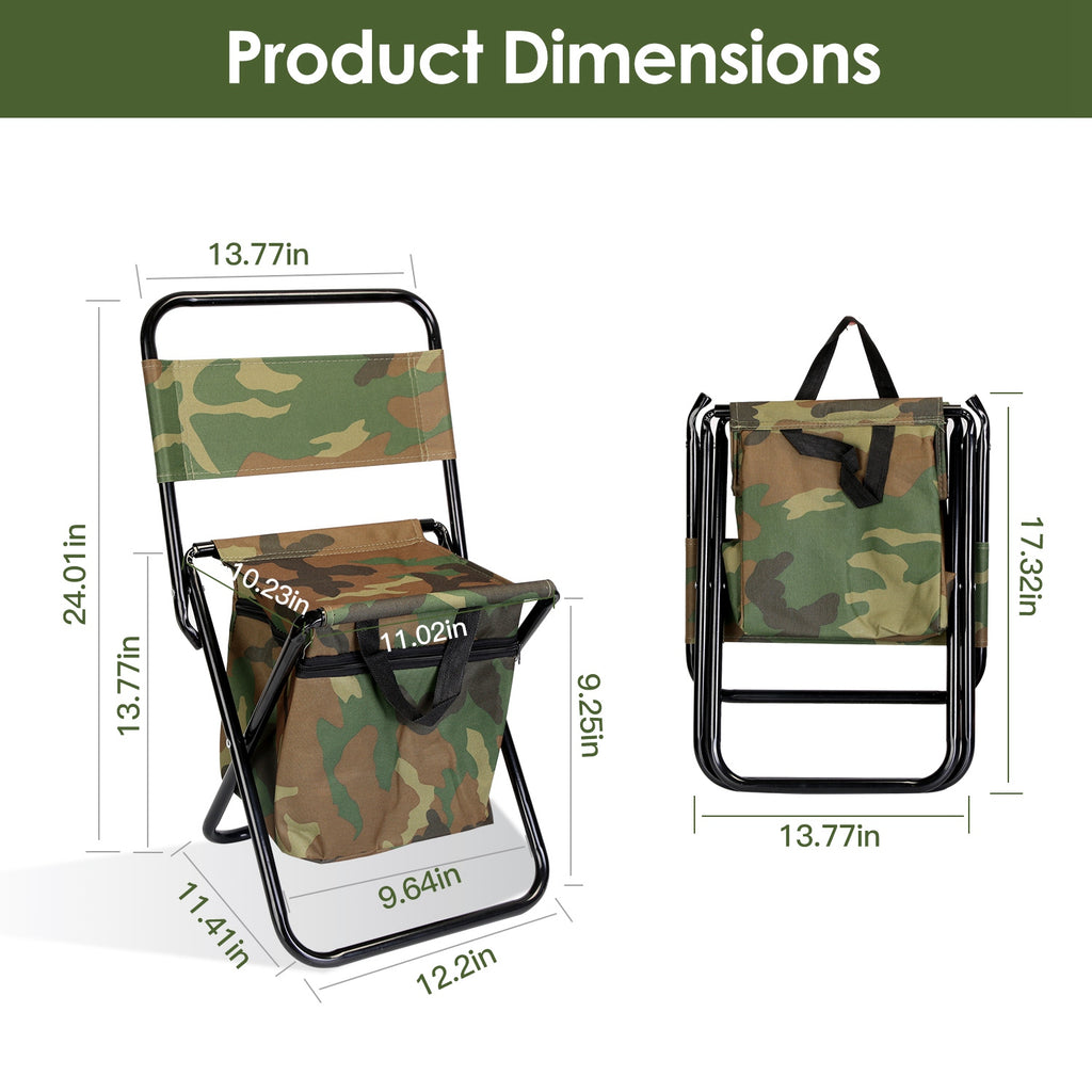 Foldable Fishing Chair with Built-In Cooler Bag & Portable Backrest Stool | Lymiu