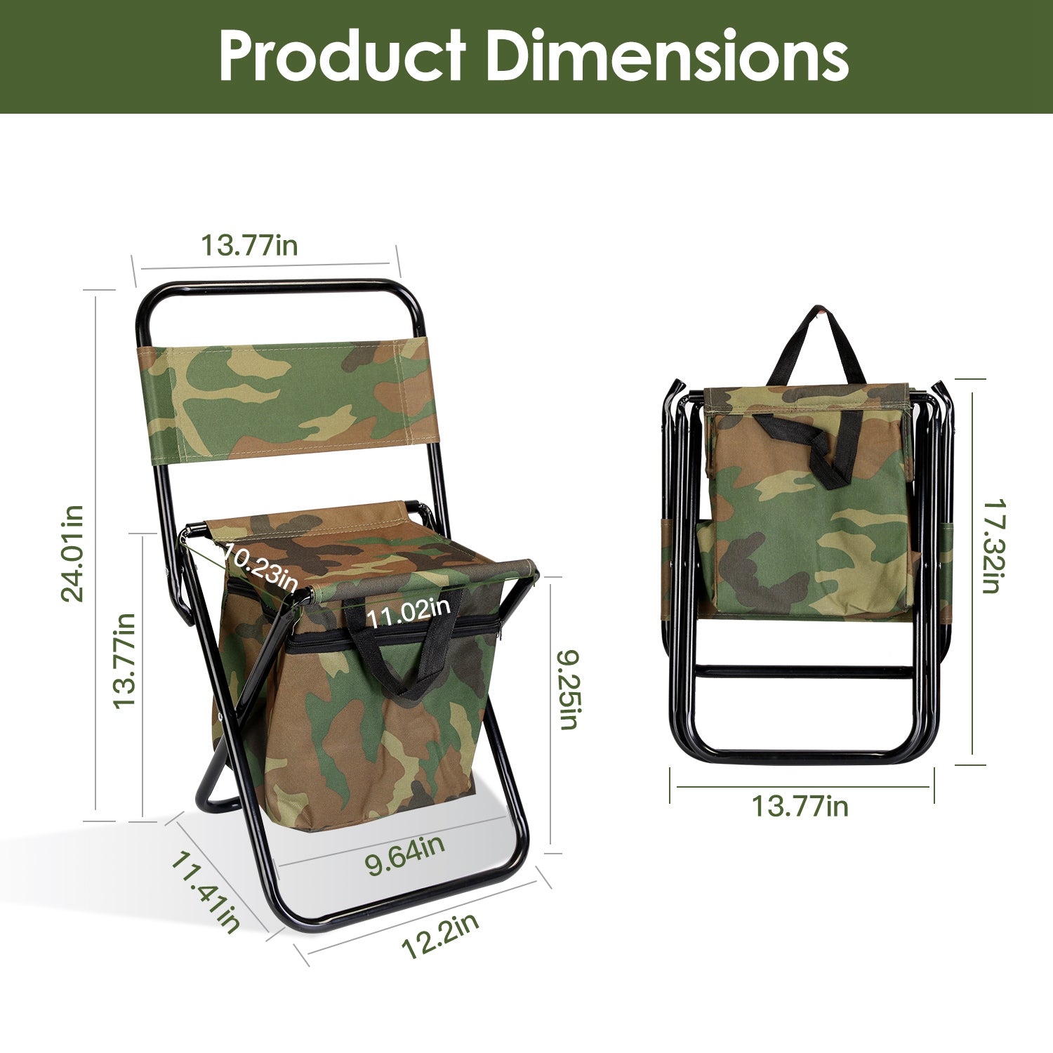 Foldable Fishing Chair with Built-In Cooler Bag & Portable Backrest Stool | Lymiu