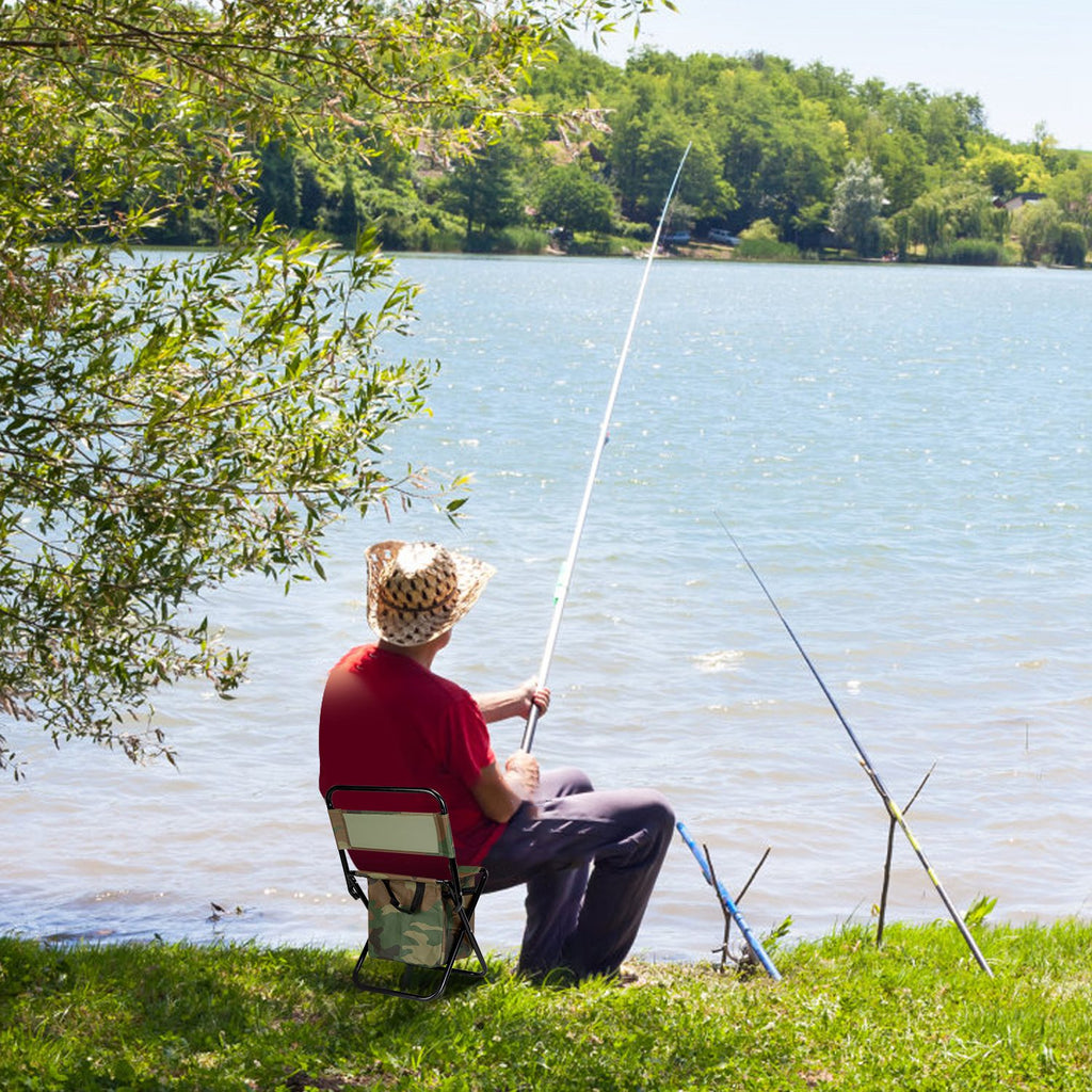 Foldable Fishing Chair with Built-In Cooler Bag & Portable Backrest Stool | Lymiu