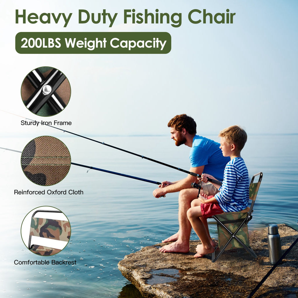 Foldable Fishing Chair with Built-In Cooler Bag & Portable Backrest Stool | Lymiu