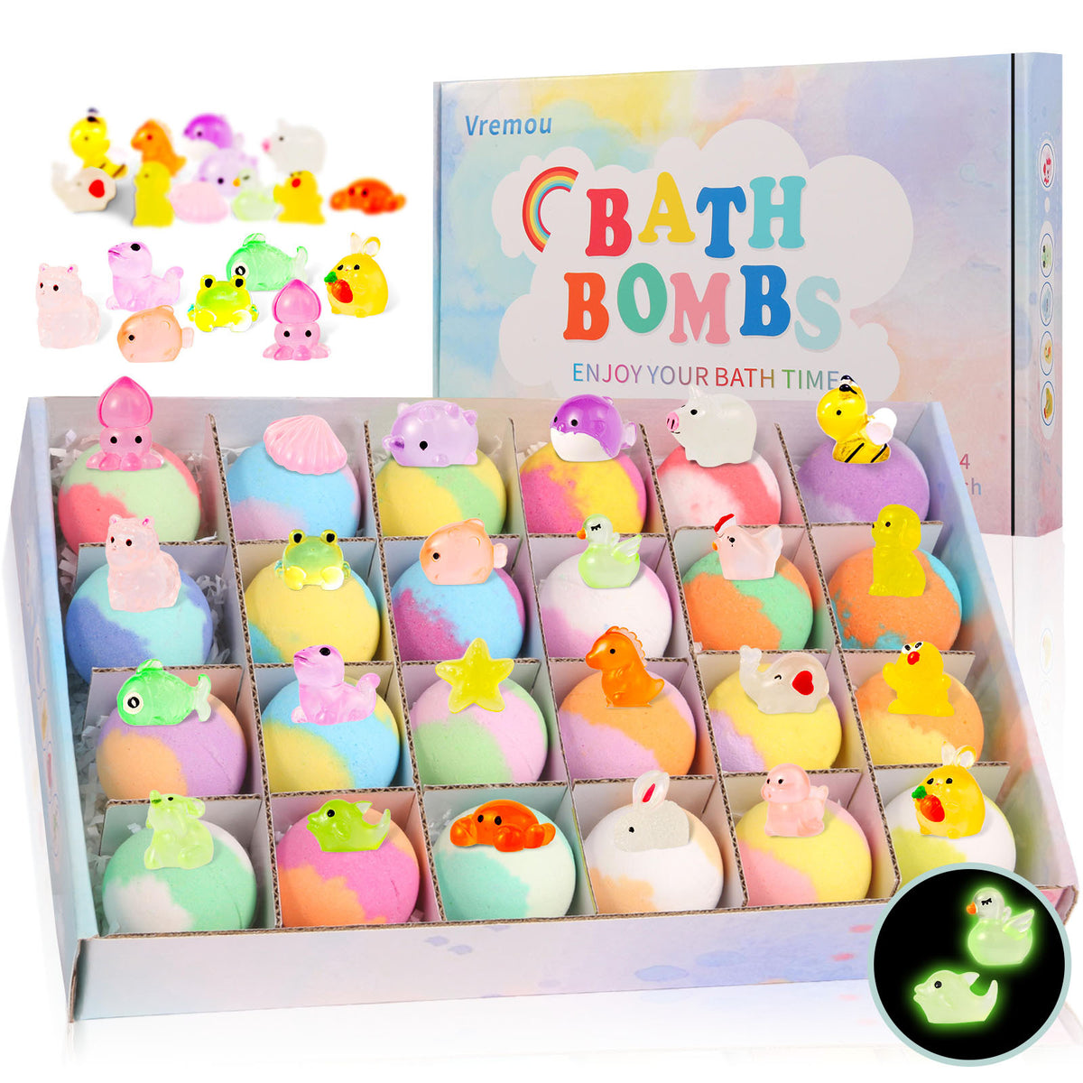 Glow-in-the-Dark Doll-Shaped Bath Bombs & Kids Bubble Foam Bath Set | Lymiu