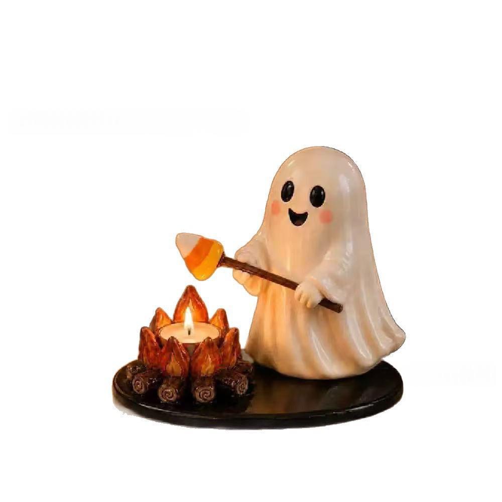 Halloween Campfire Tealight Holder - Resin Ghost & Mummy Candle Holder | LYMIU