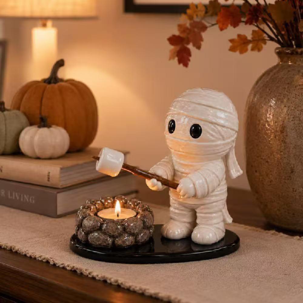 Halloween Campfire Tealight Holder - Resin Ghost & Mummy Candle Holder | LYMIU