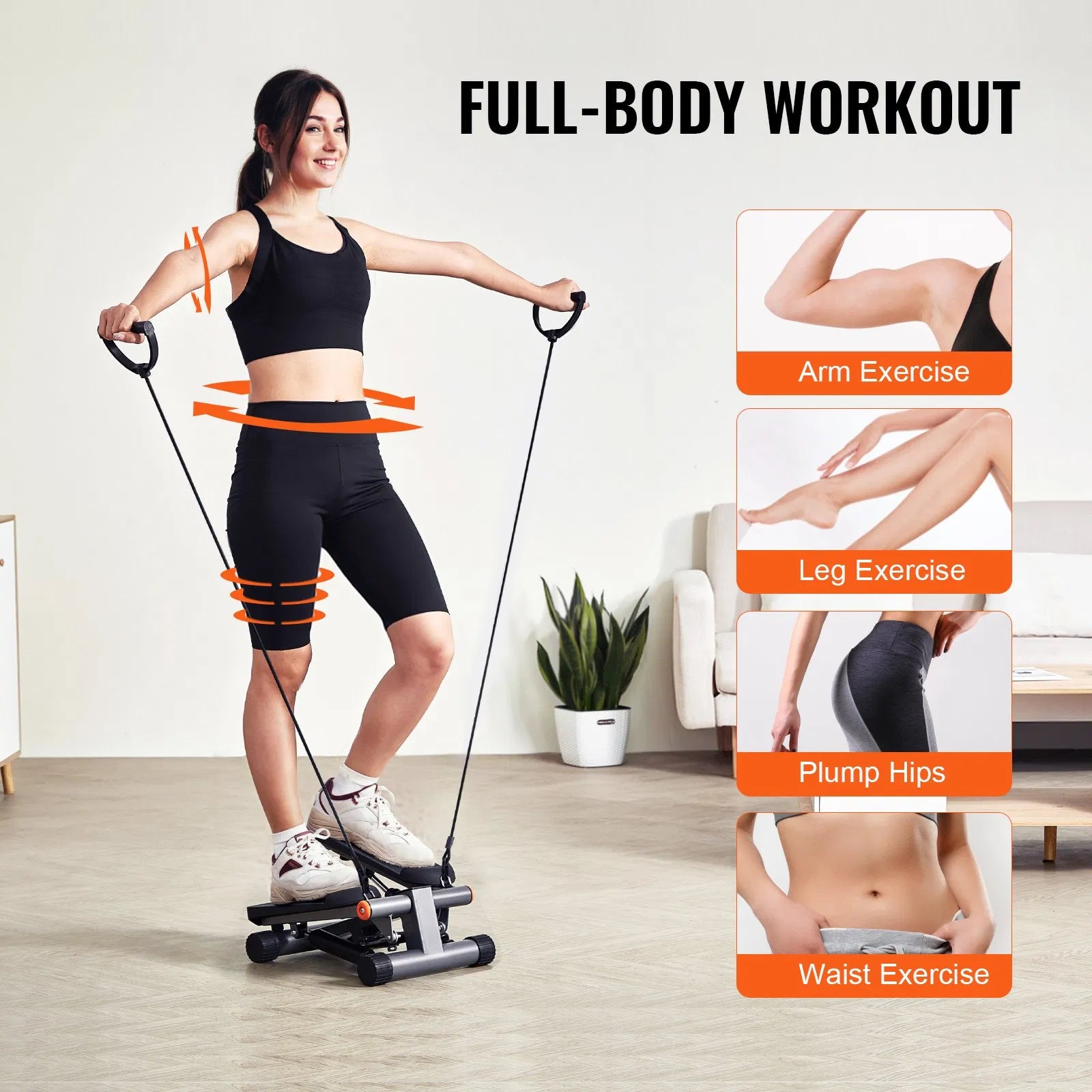 Hydraulic Mini Stair Stepper & Home Fitness Exercise Machine with Resistance Bands | Lymiu