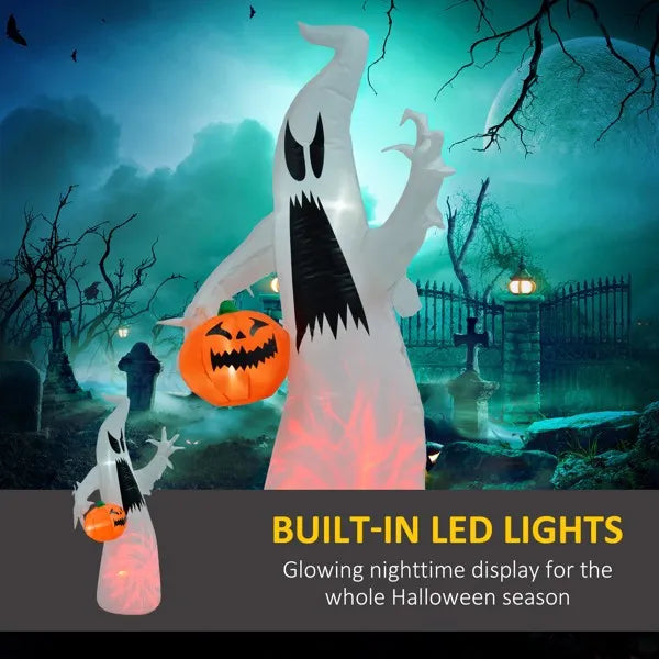 Inflatable Halloween Ghost & Pumpkin Decoration - 70.75" Lighted Yard Prop | LYMIU