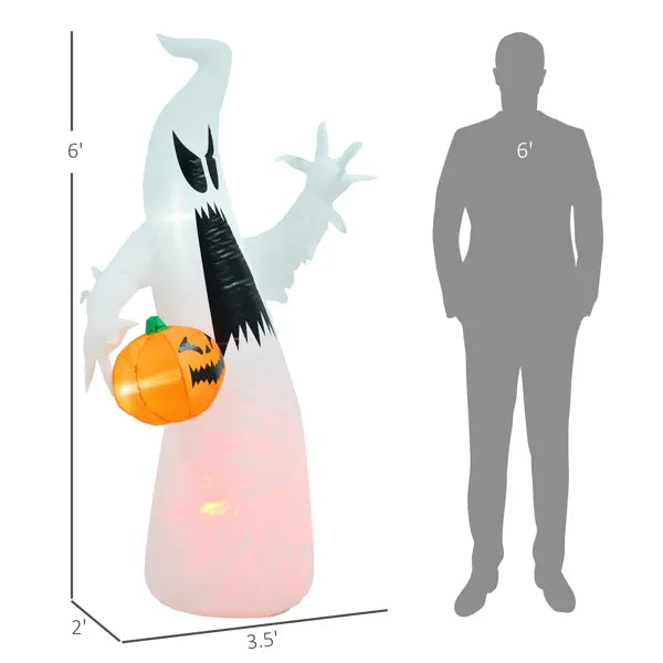 Inflatable Halloween Ghost & Pumpkin Decoration - 70.75" Lighted Yard Prop | LYMIU