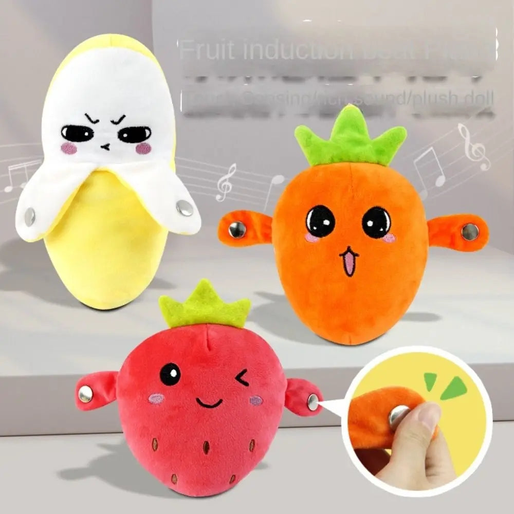 Interactive Musical Toy Sensing Beat Plush Toy - Fruit Musical Piano Doll (Banana & Strawberry)