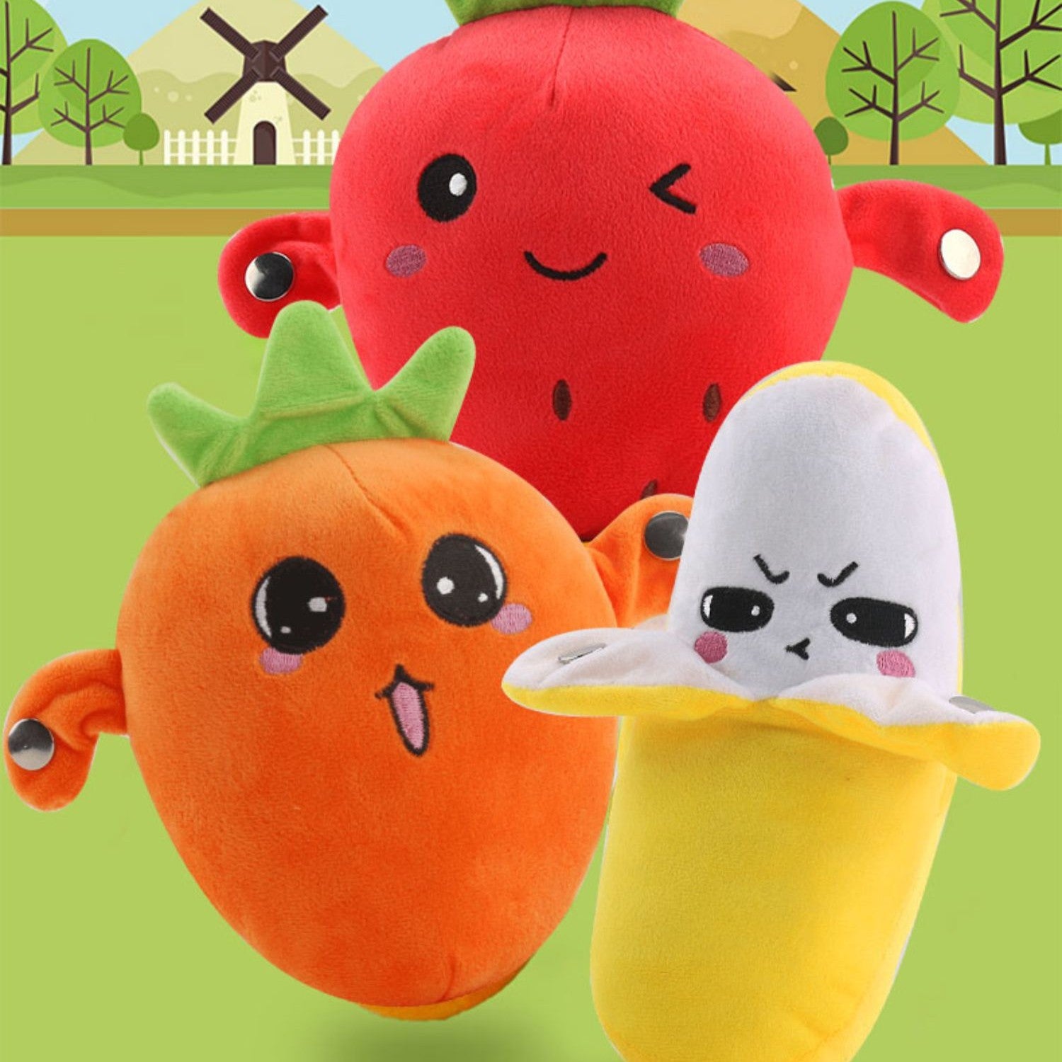 Interactive Musical Toy Sensing Beat Plush Toy - Fruit Musical Piano Doll (Banana & Strawberry)