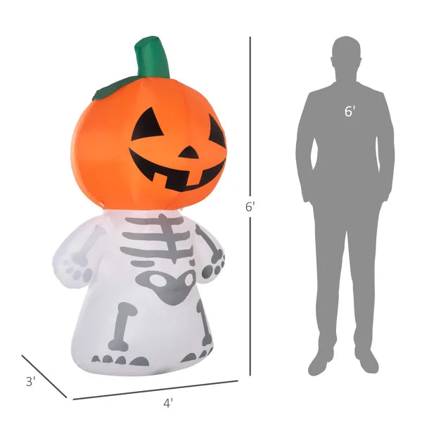 Large Inflatable Halloween Skeleton Pumpkin Decoration | LYMIU