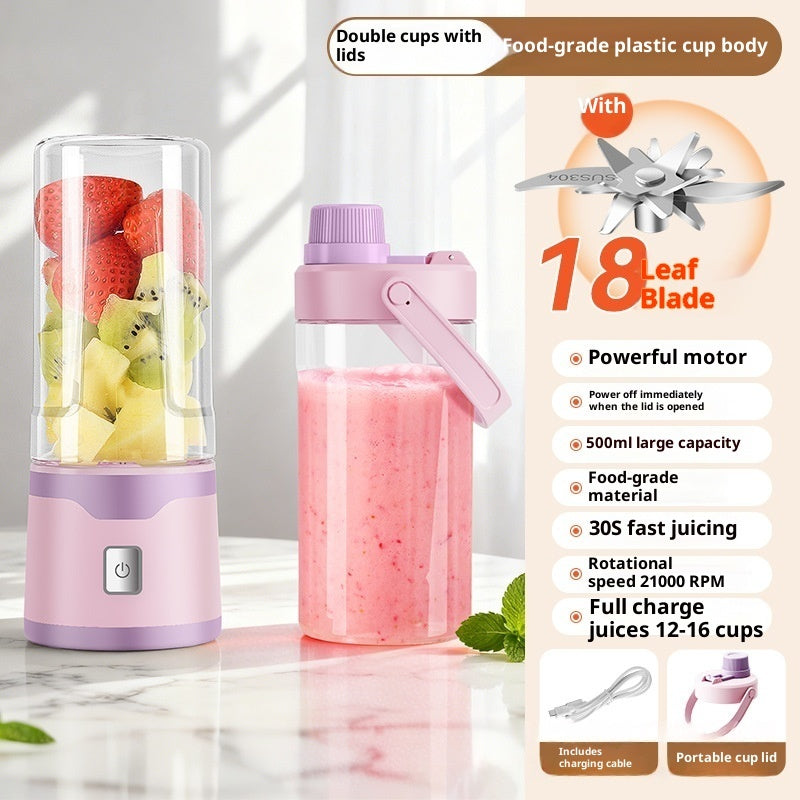 Multifunctional Portable USB Juicer Cup, 500ml Cordless Handheld Smoothie Blender & Mixer