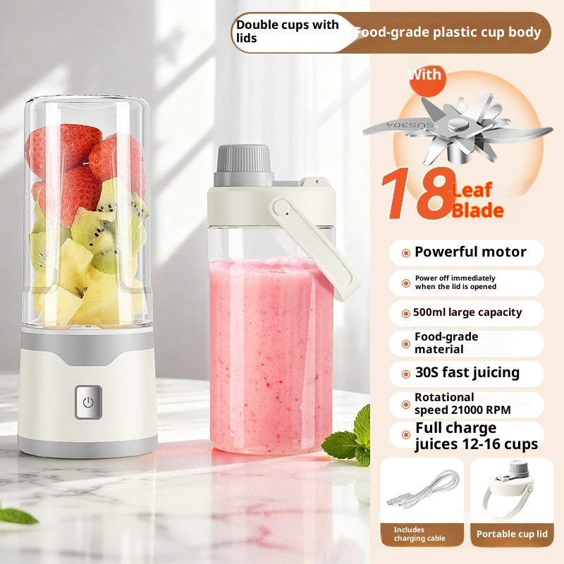 Multifunctional Portable USB Juicer Cup, 500ml Cordless Handheld Smoothie Blender & Mixer