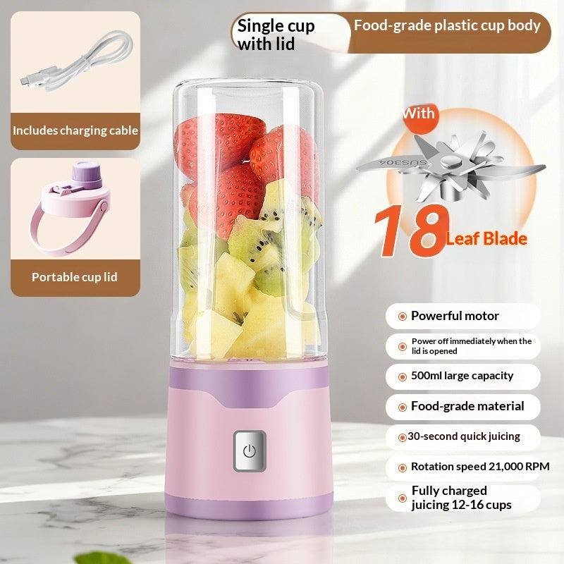 Multifunctional Portable USB Juicer Cup, 500ml Cordless Handheld Smoothie Blender & Mixer