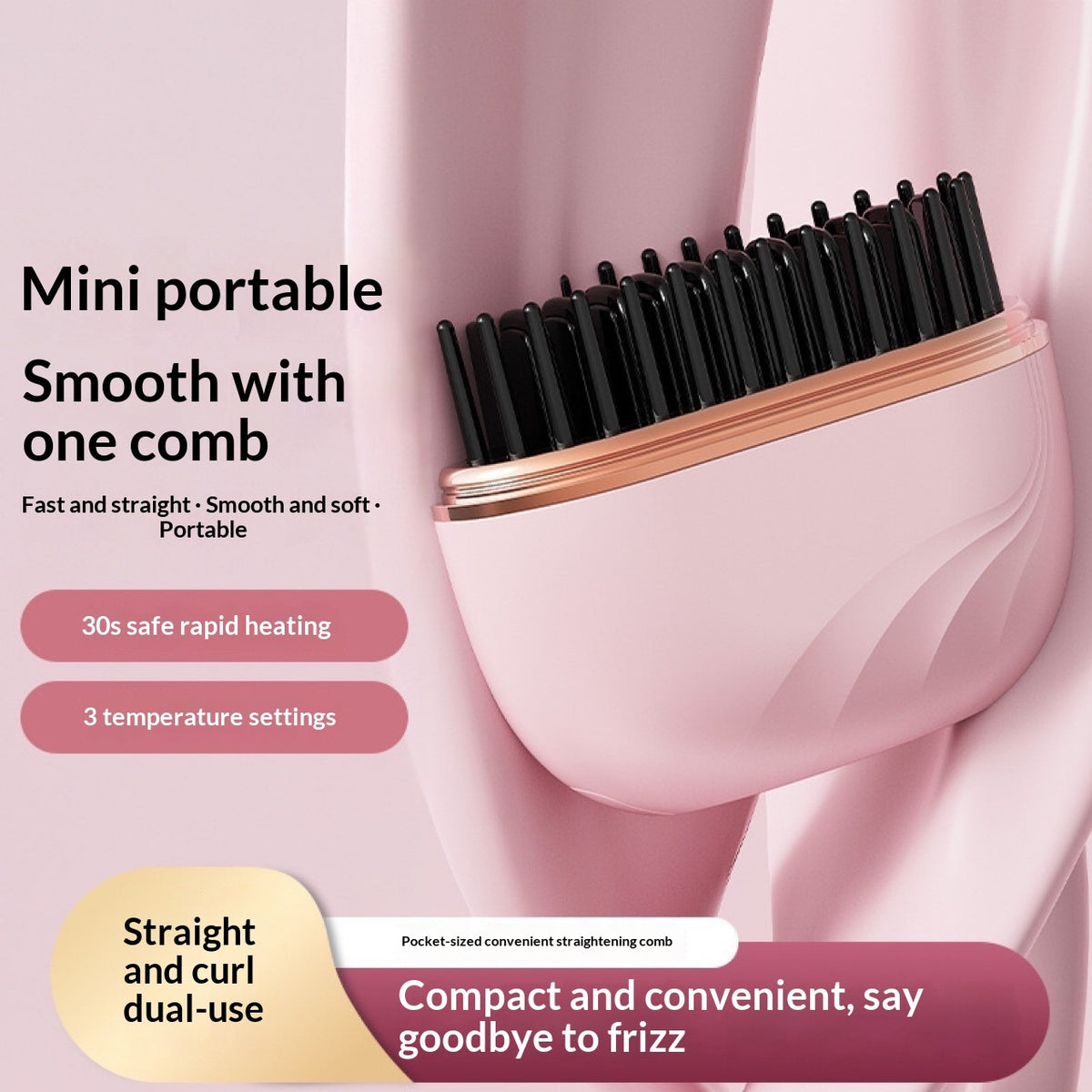New Mini Charging Hair Straightener Comb & Portable Cordless Styling Brush | Lymiu