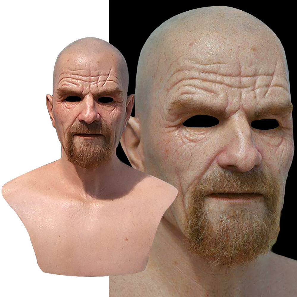 Old White Mask - Bald Old Latex Headgear Halloween Cosplay Prop | LYMIU