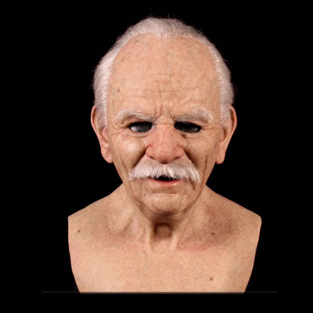 Old White Mask - Bald Old Latex Headgear Halloween Cosplay Prop | LYMIU