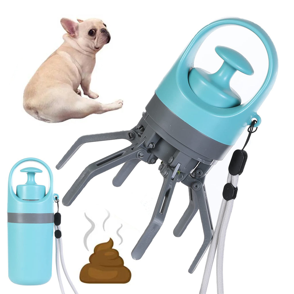 Portable Dog Pooper Scooper with Built-in Bag Dispenser - Eight-Claw Pet Waste Picker