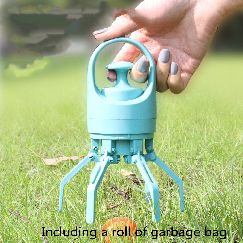 Portable Dog Pooper Scooper with Built-in Bag Dispenser - Eight-Claw Pet Waste Picker