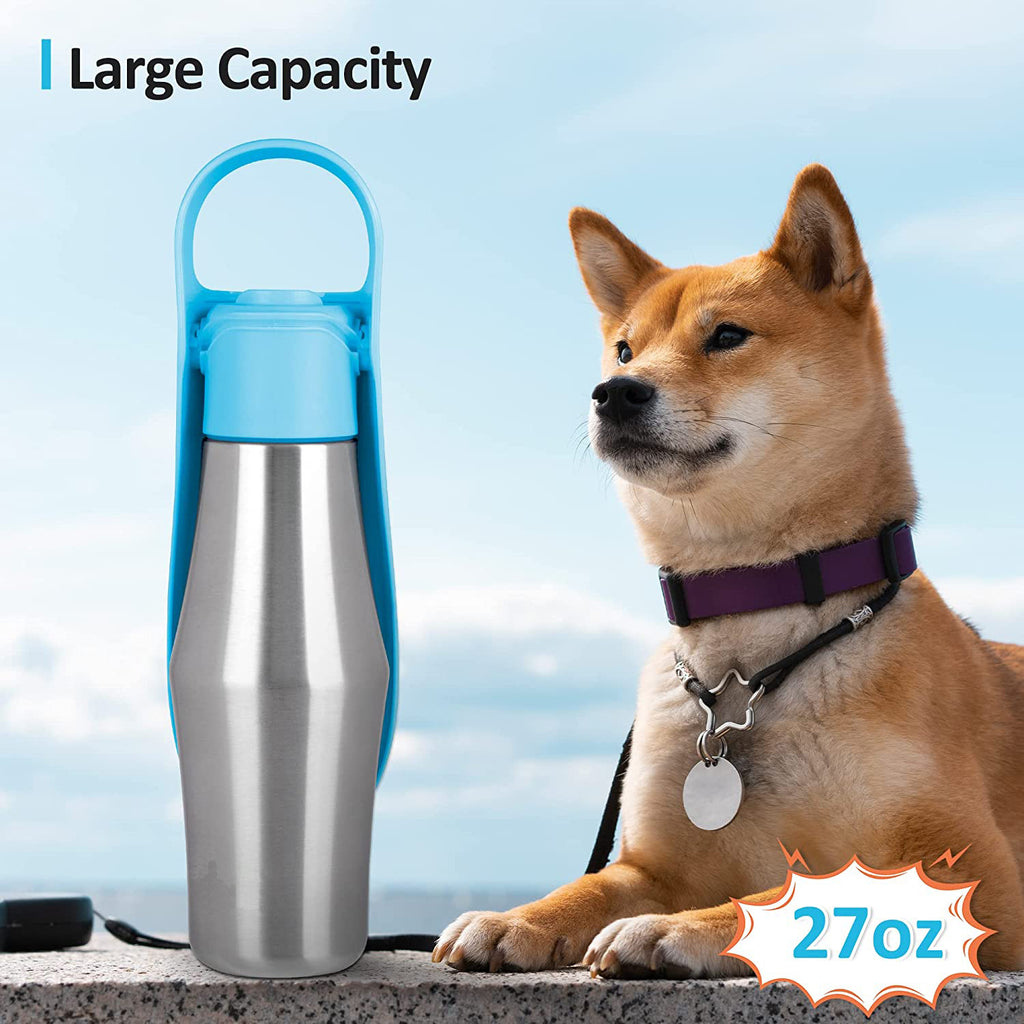 Portable Pet Dog Water Bottle with Soft Silicone Leaf - Outdoor Travel Drinking Dispenser